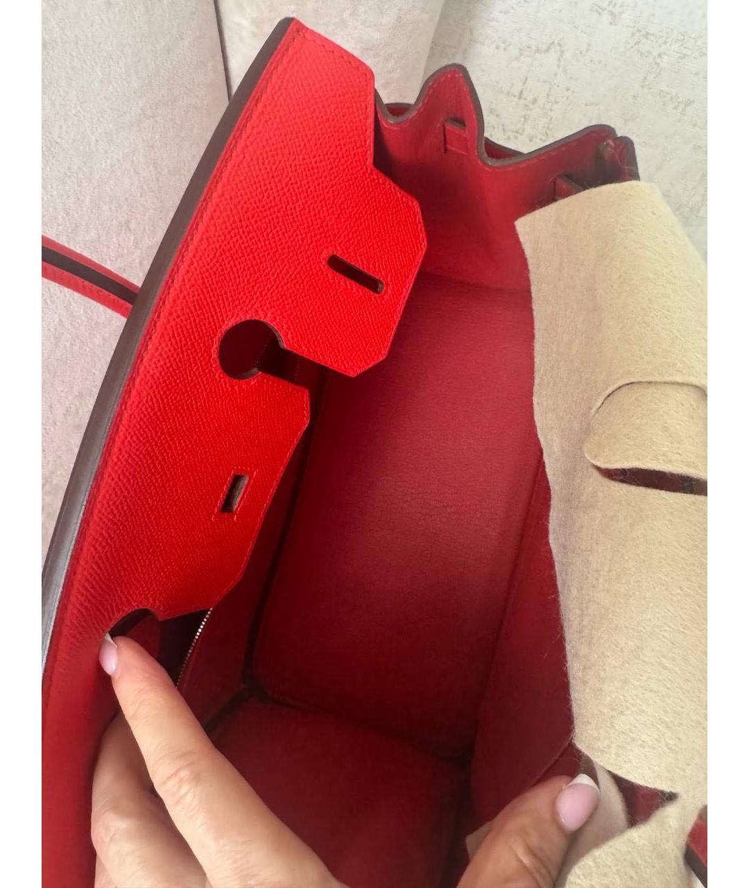 HERMES Красная кожаная сумка с короткими ручками, фото 8