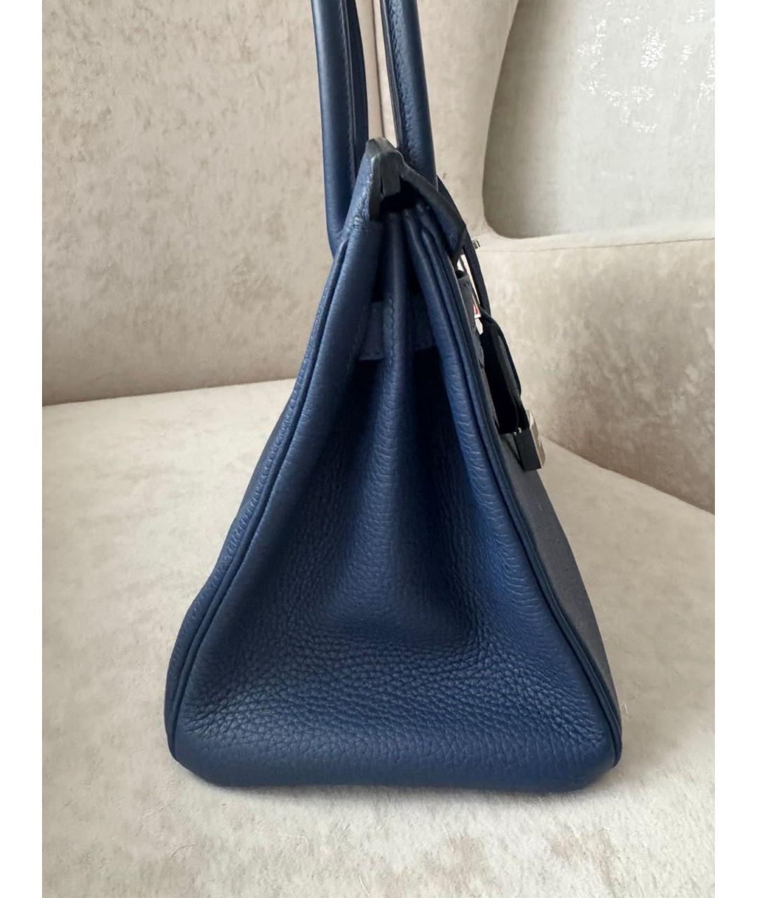 HERMES Синяя кожаная сумка с короткими ручками, фото 2