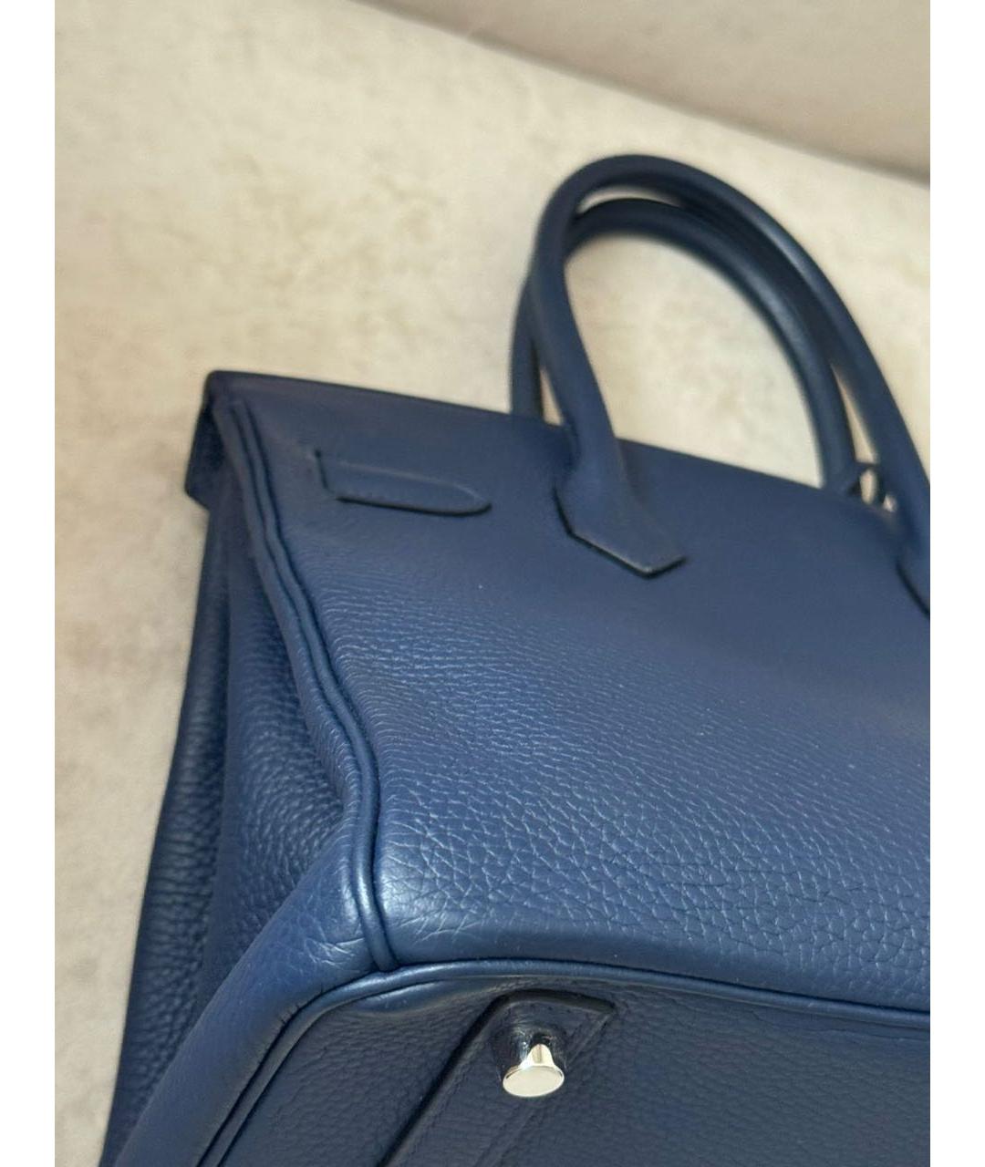 HERMES Синяя кожаная сумка с короткими ручками, фото 4