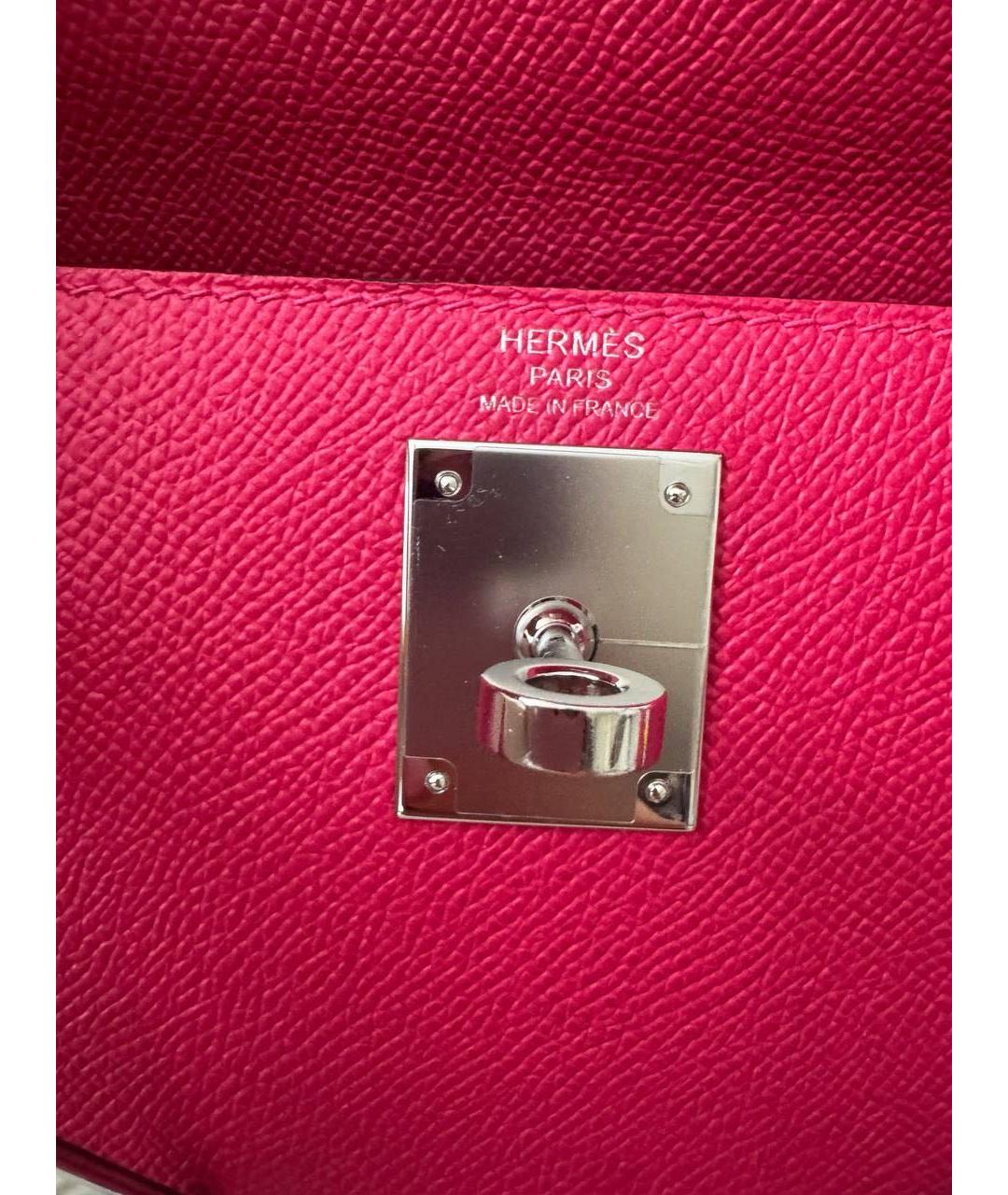 HERMES Розовая кожаная сумка с короткими ручками, фото 4