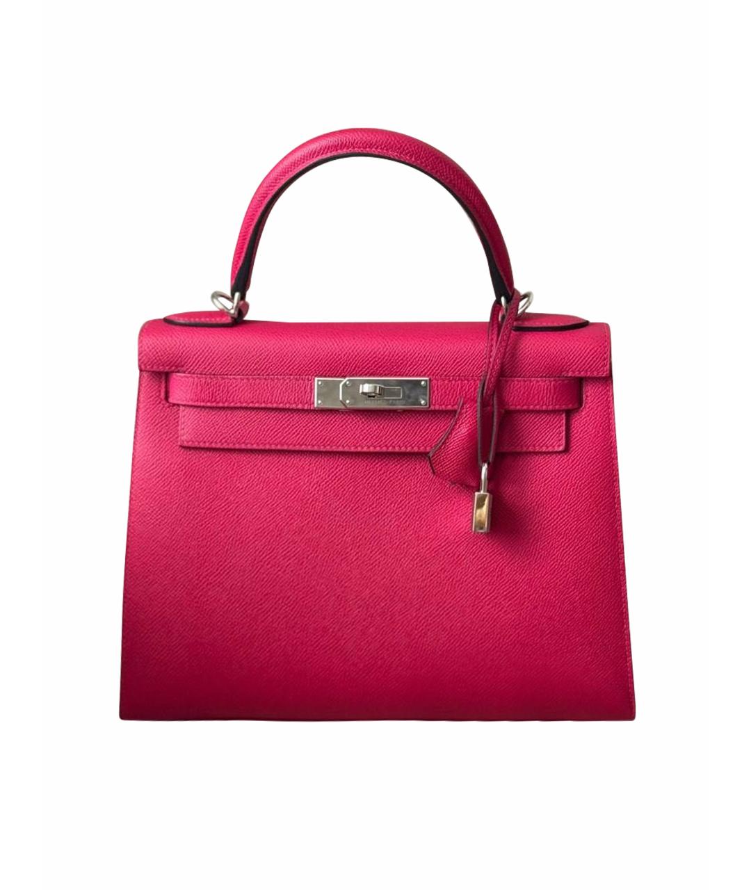 HERMES Розовая кожаная сумка с короткими ручками, фото 1