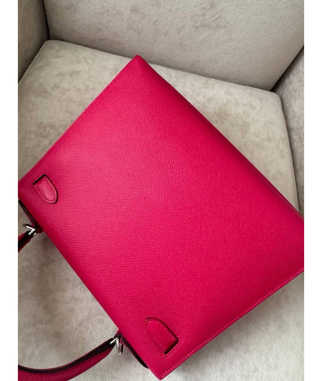 HERMES Розовая кожаная сумка с короткими ручками, фото 2