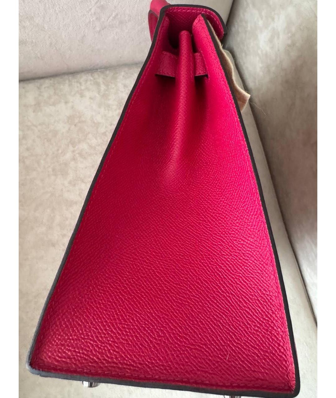 HERMES Розовая кожаная сумка с короткими ручками, фото 7