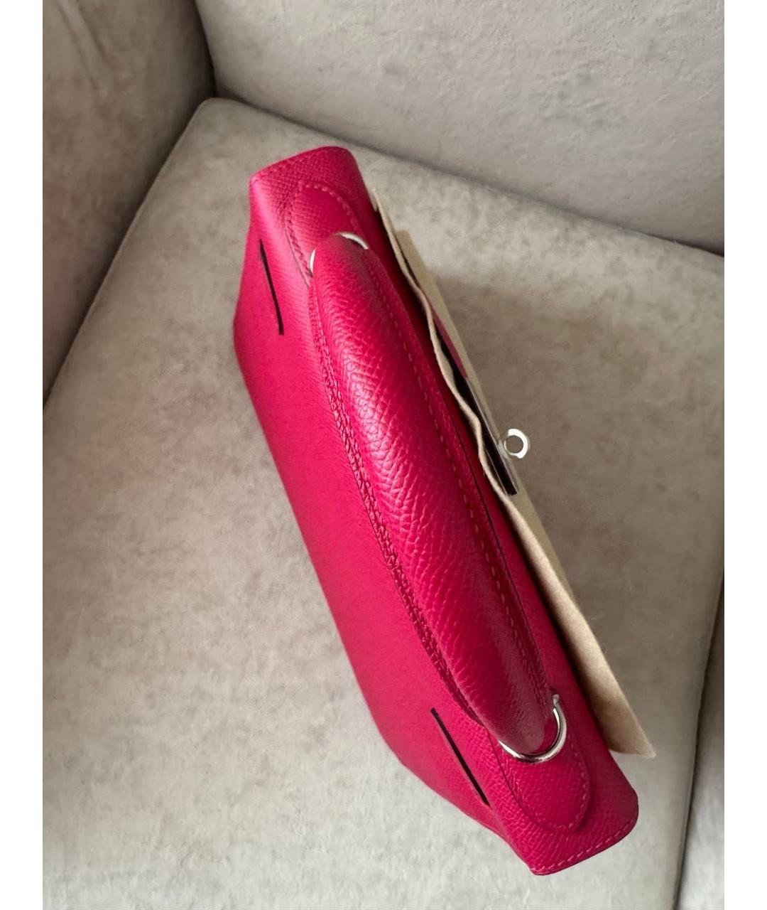 HERMES Розовая кожаная сумка с короткими ручками, фото 8