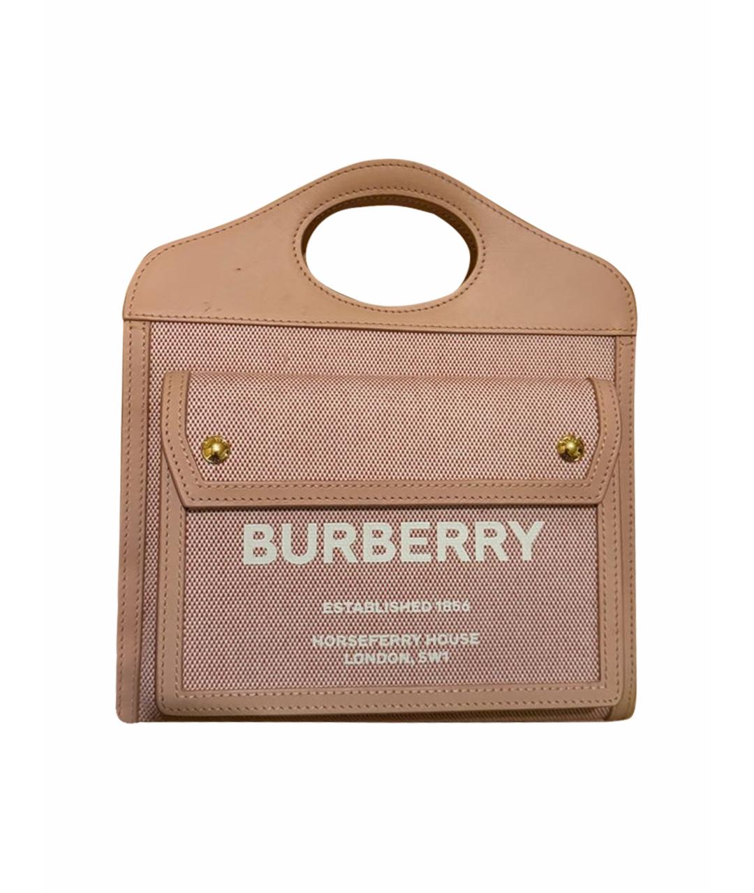 BURBERRY Розовая кожаная сумка с короткими ручками, фото 1