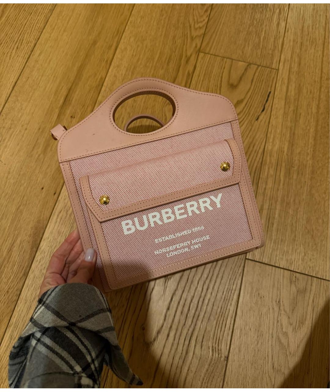 BURBERRY Розовая кожаная сумка с короткими ручками, фото 2