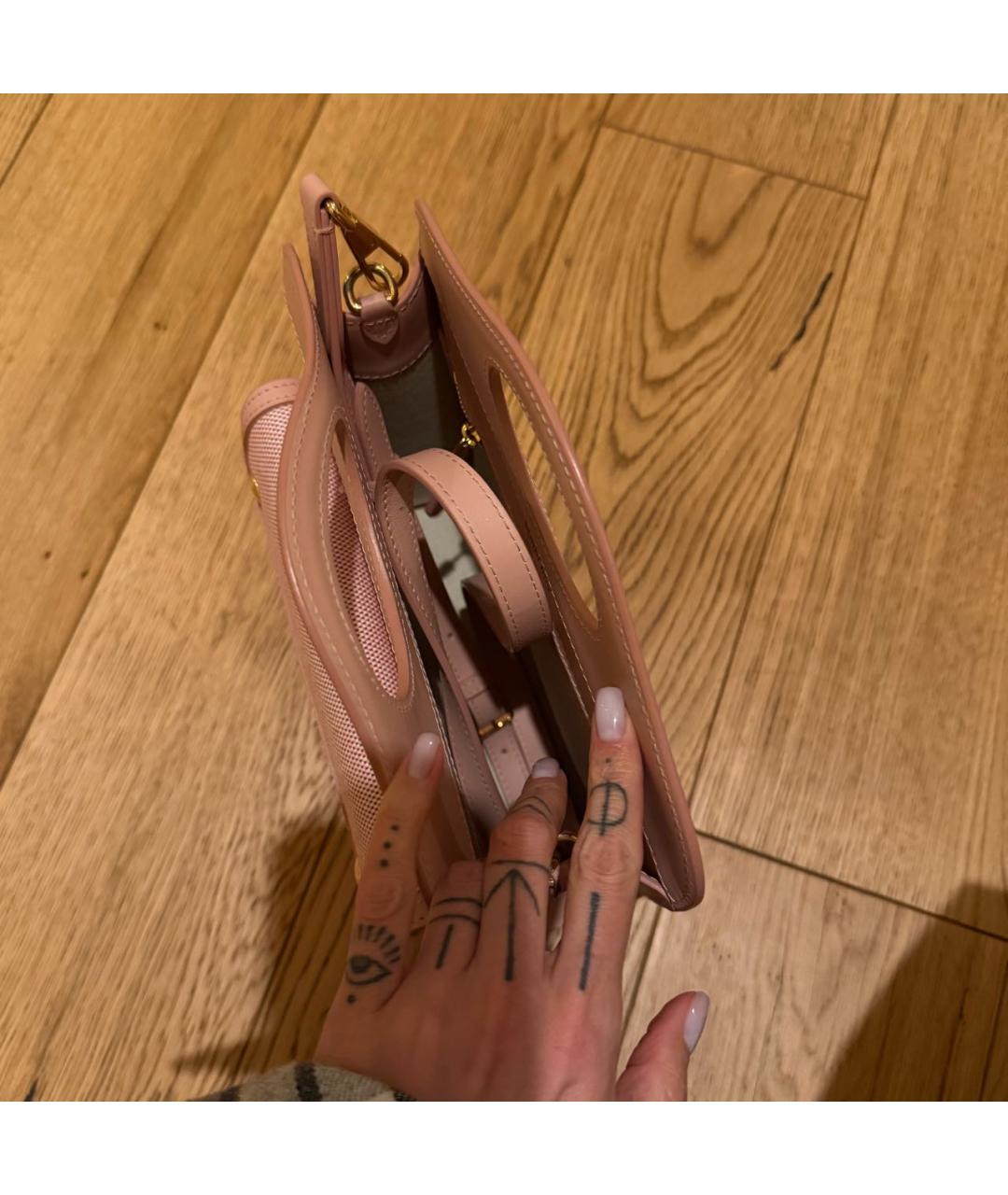 BURBERRY Розовая кожаная сумка с короткими ручками, фото 4