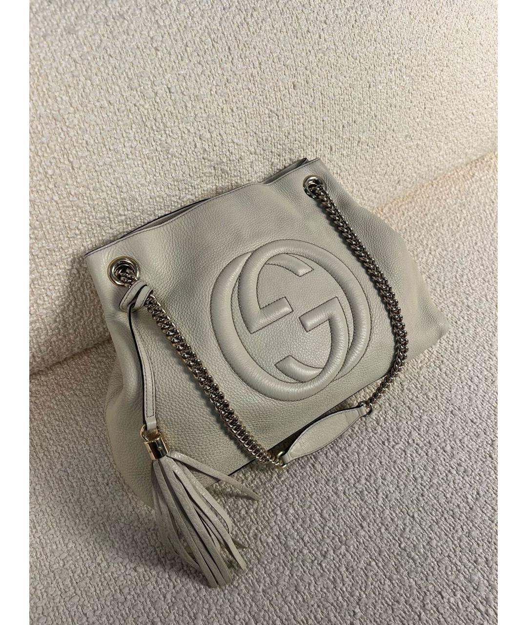 GUCCI Бежевая кожаная сумка тоут, фото 2