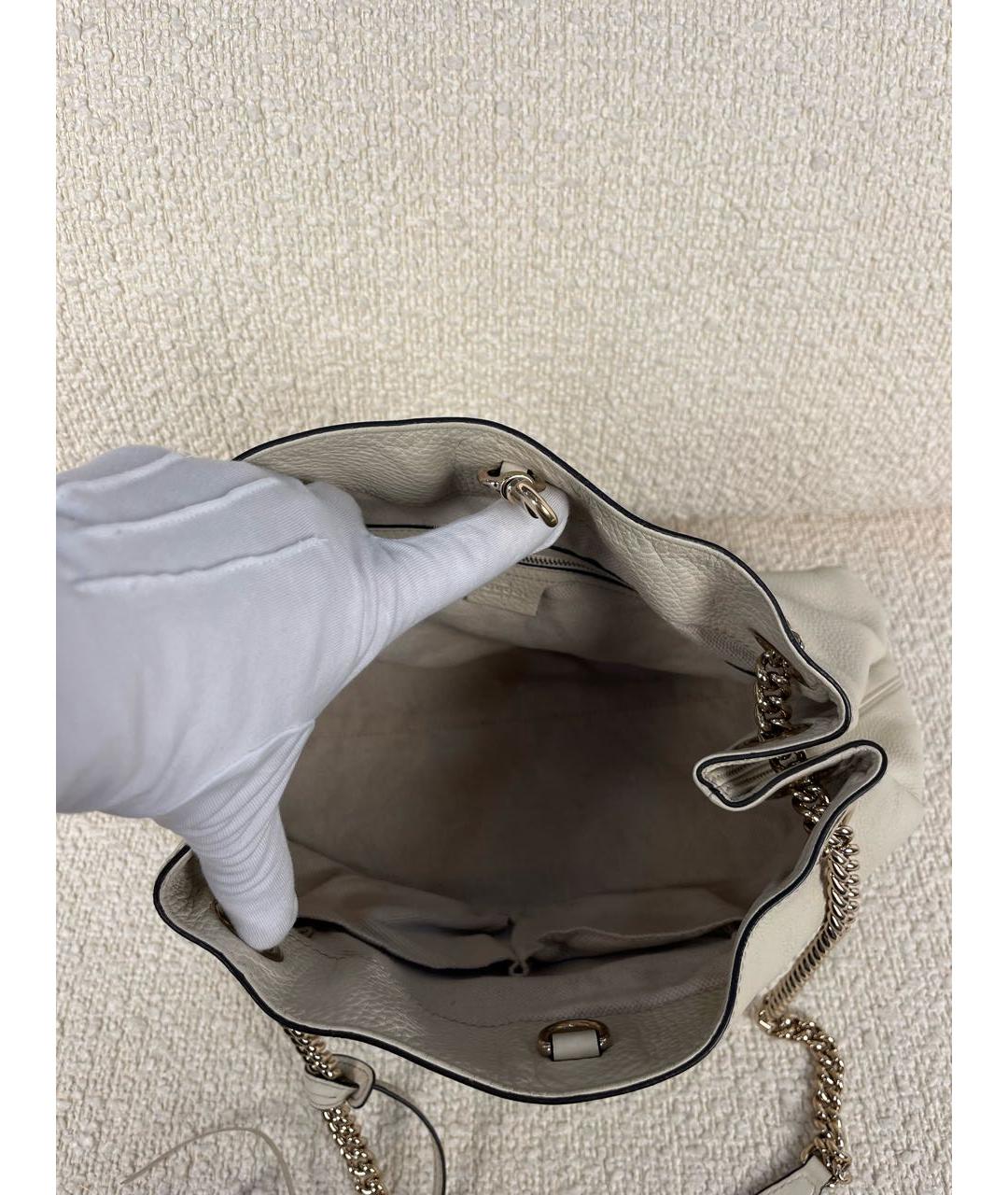 GUCCI Бежевая кожаная сумка тоут, фото 4