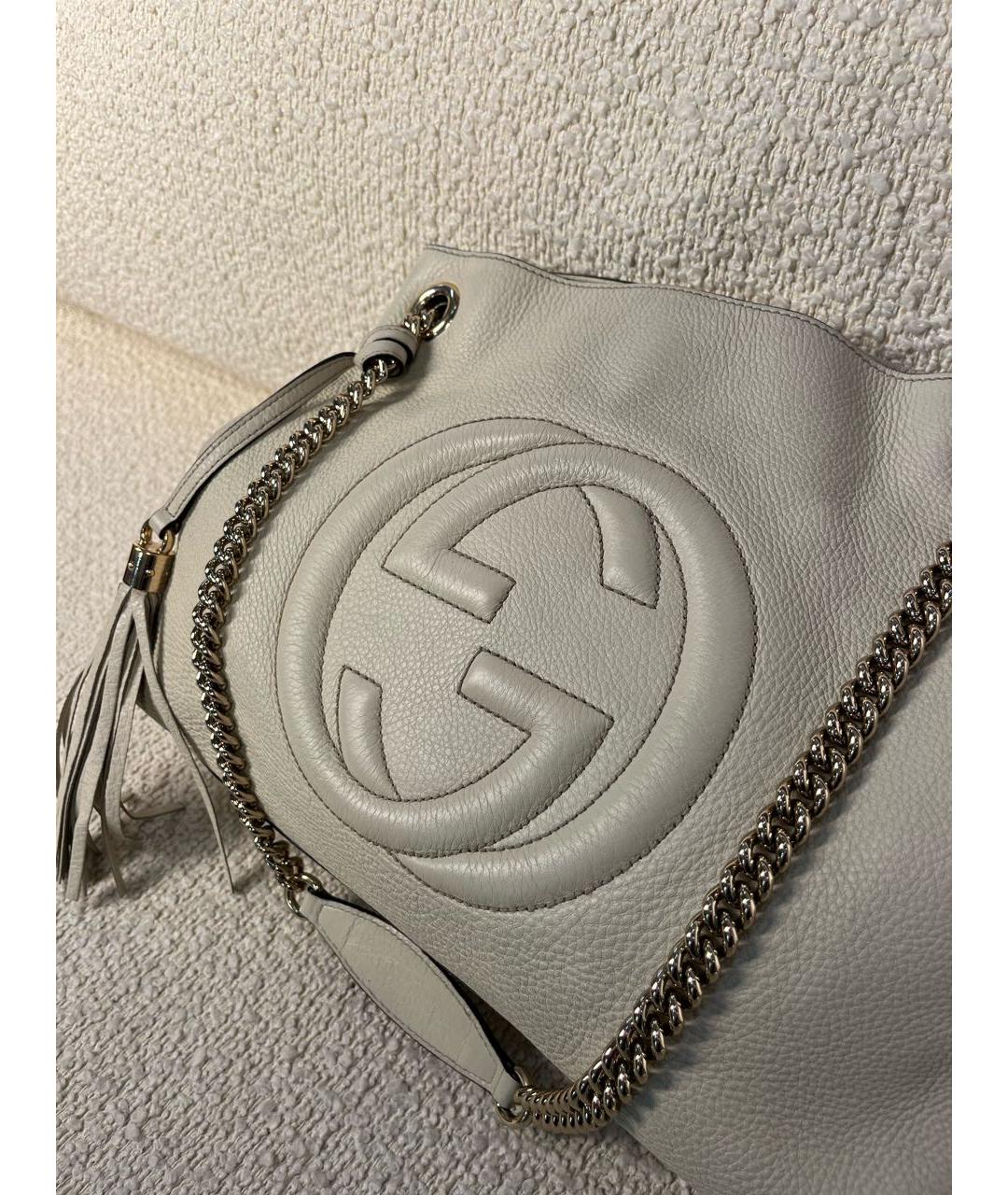 GUCCI Бежевая кожаная сумка тоут, фото 7