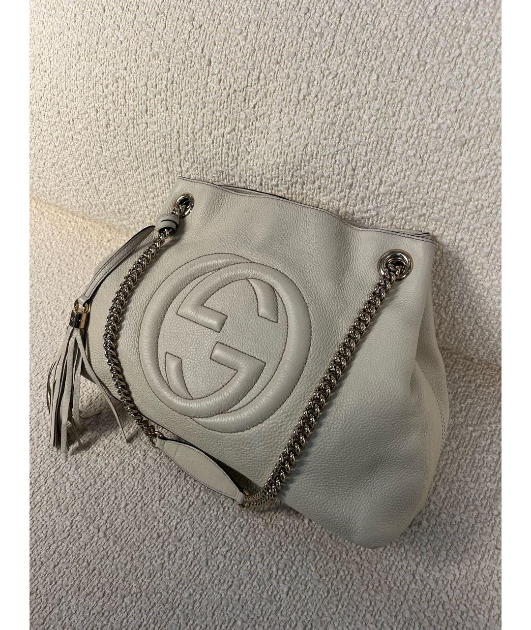 GUCCI Бежевая кожаная сумка тоут, фото 5