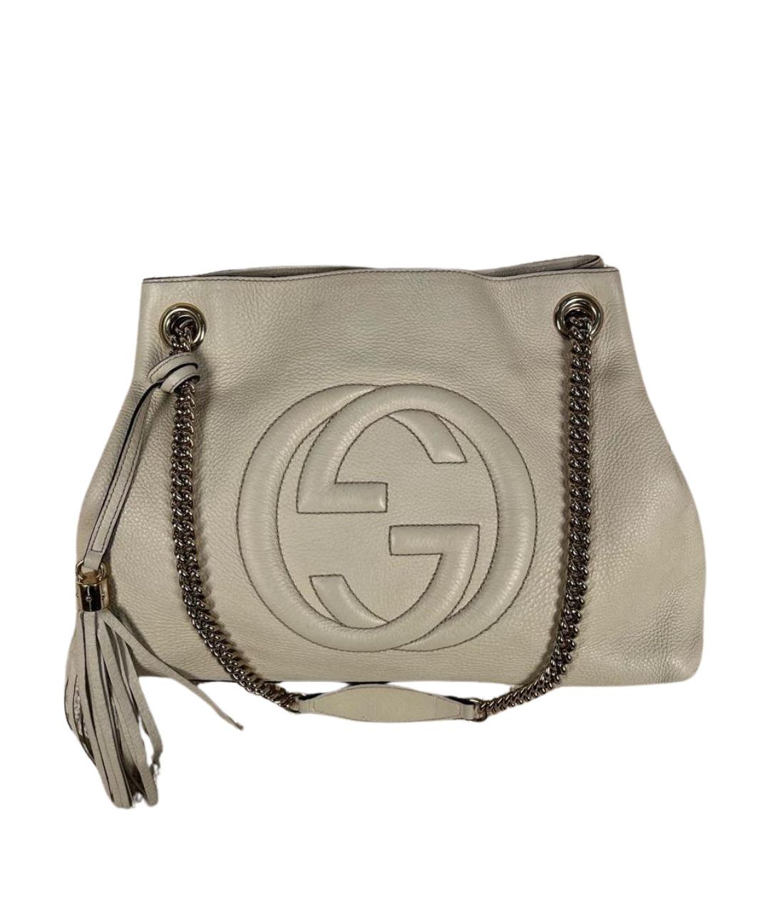 GUCCI Бежевая кожаная сумка тоут, фото 1