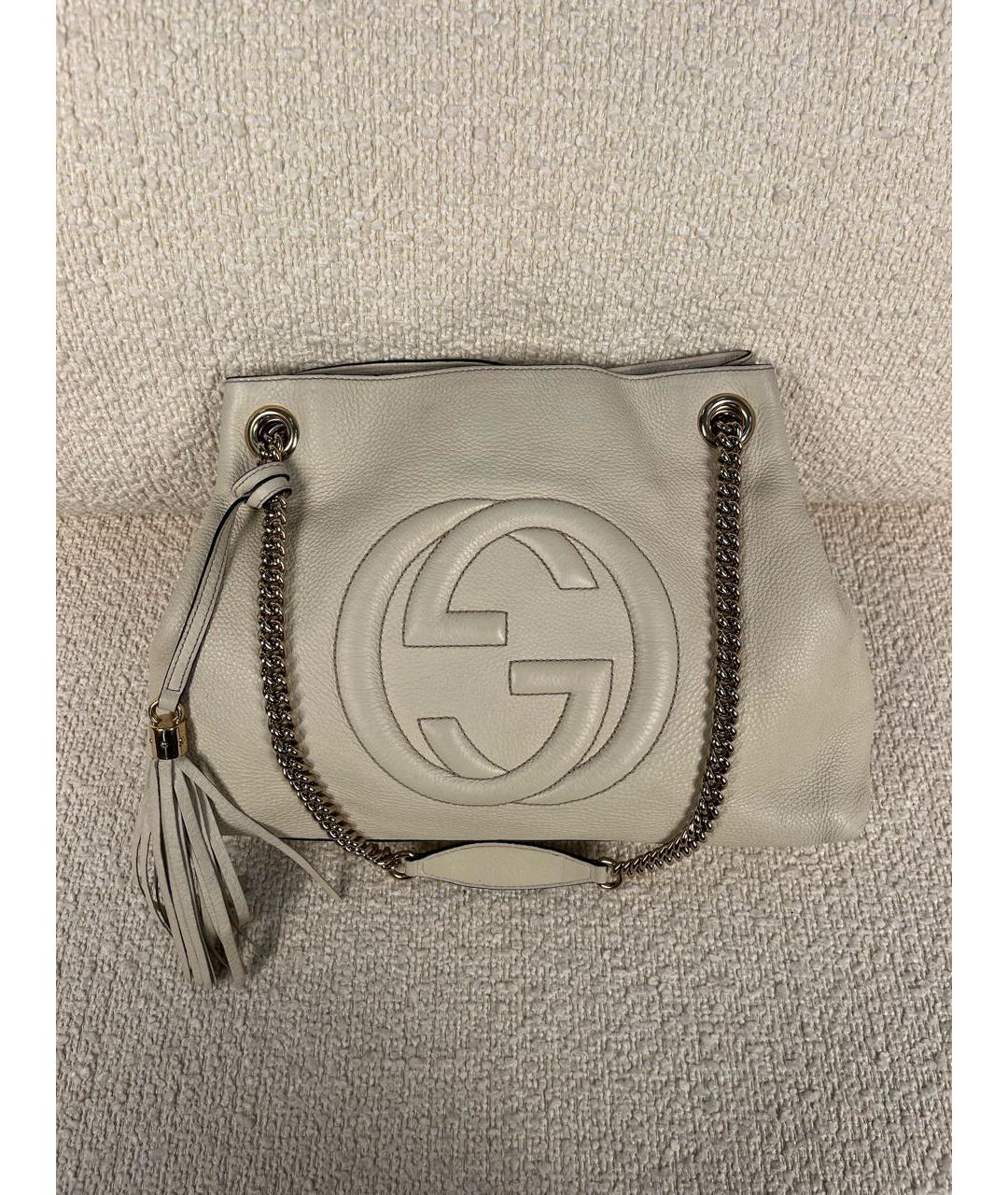 GUCCI Бежевая кожаная сумка тоут, фото 9