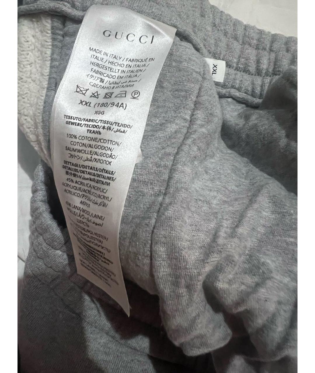 GUCCI Серые хлопковые повседневные брюки, фото 7