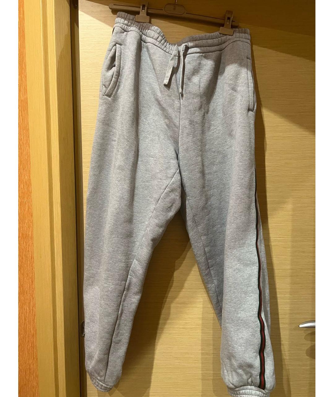 GUCCI Серые хлопковые повседневные брюки, фото 9