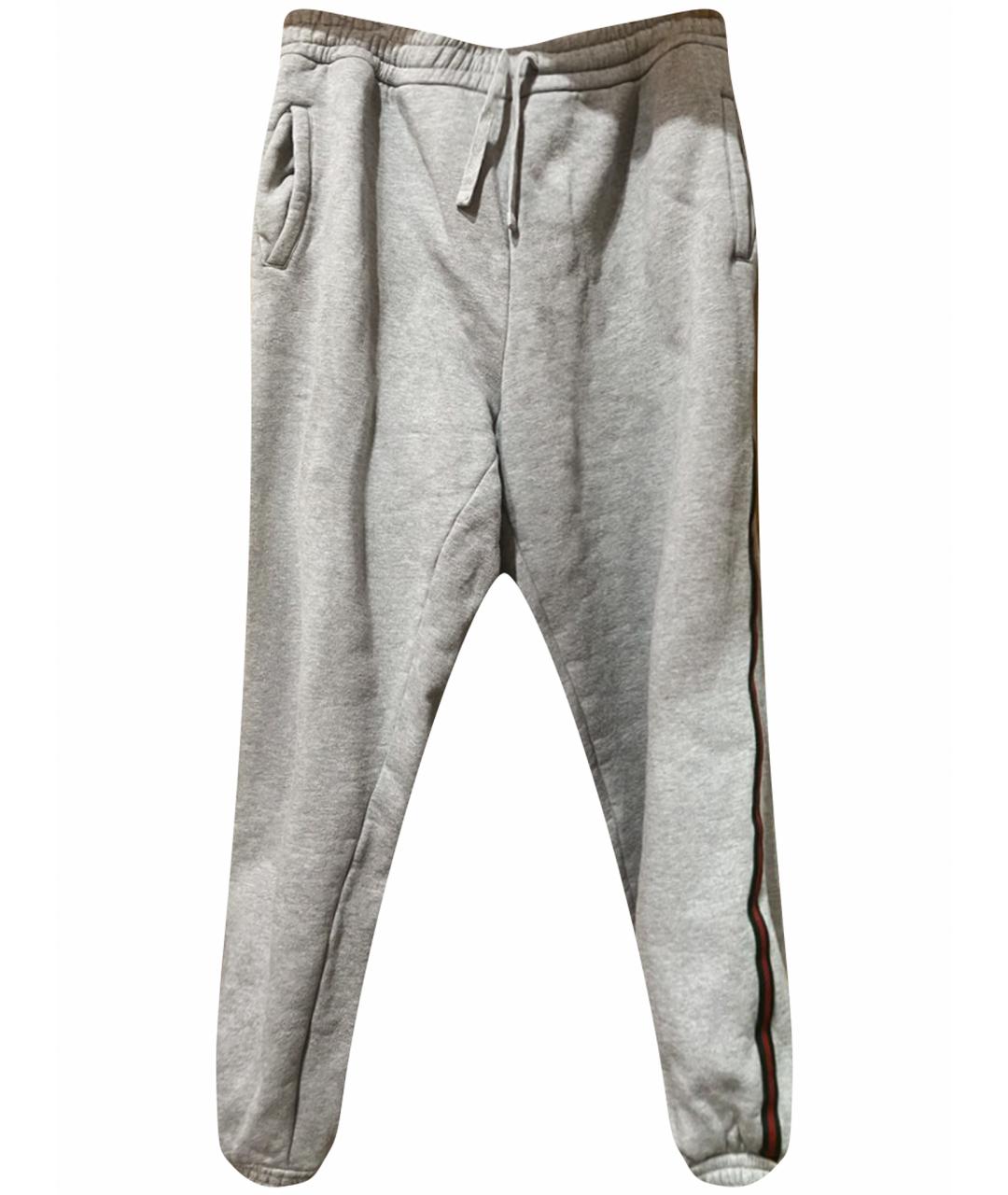 GUCCI Серые хлопковые повседневные брюки, фото 1