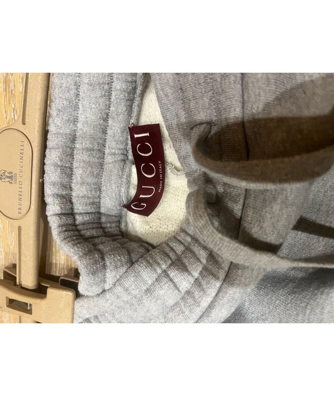 GUCCI Серые хлопковые повседневные брюки, фото 3