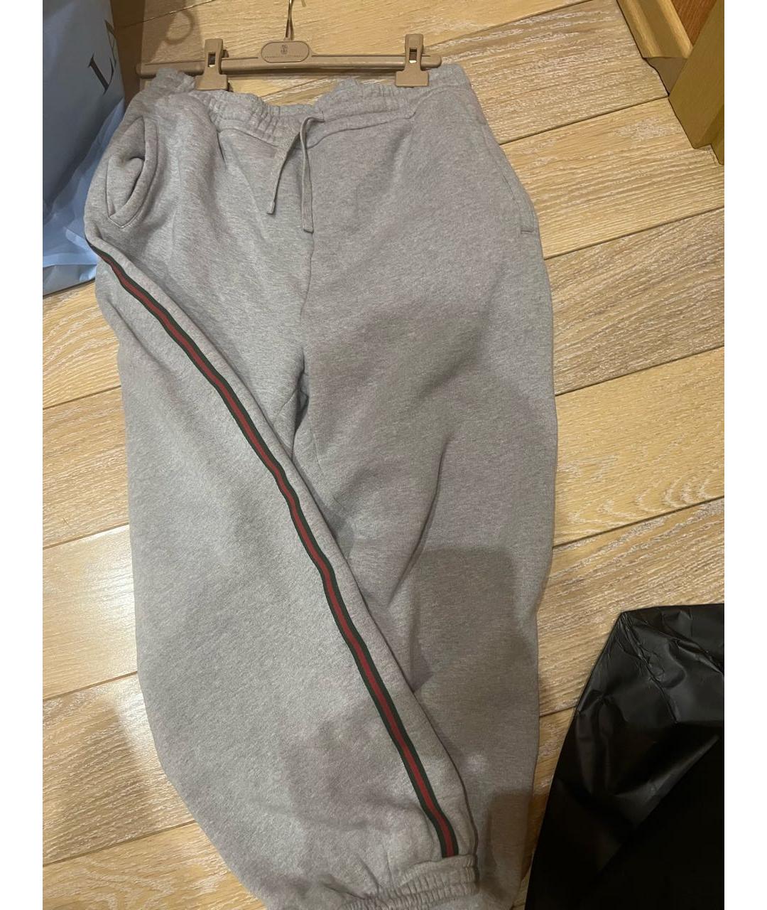 GUCCI Серые хлопковые повседневные брюки, фото 2