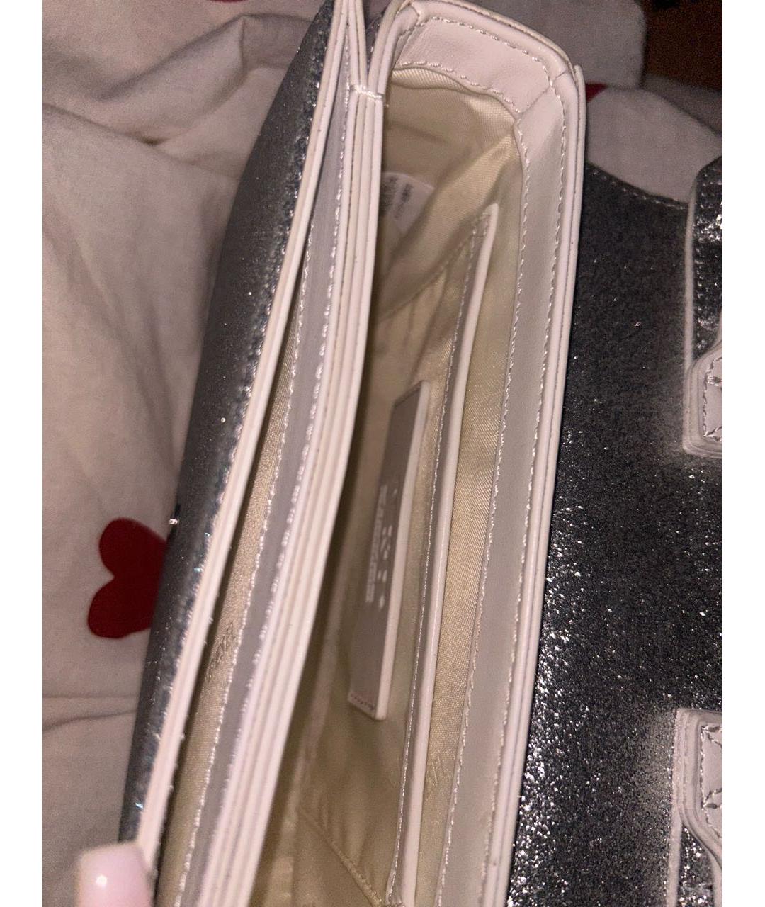 DIESEL Серебряная кожаная сумка с короткими ручками, фото 2