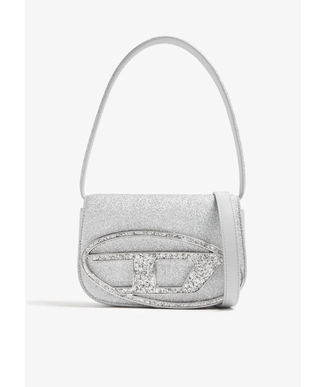 DIESEL Серебряная кожаная сумка с короткими ручками, фото 5