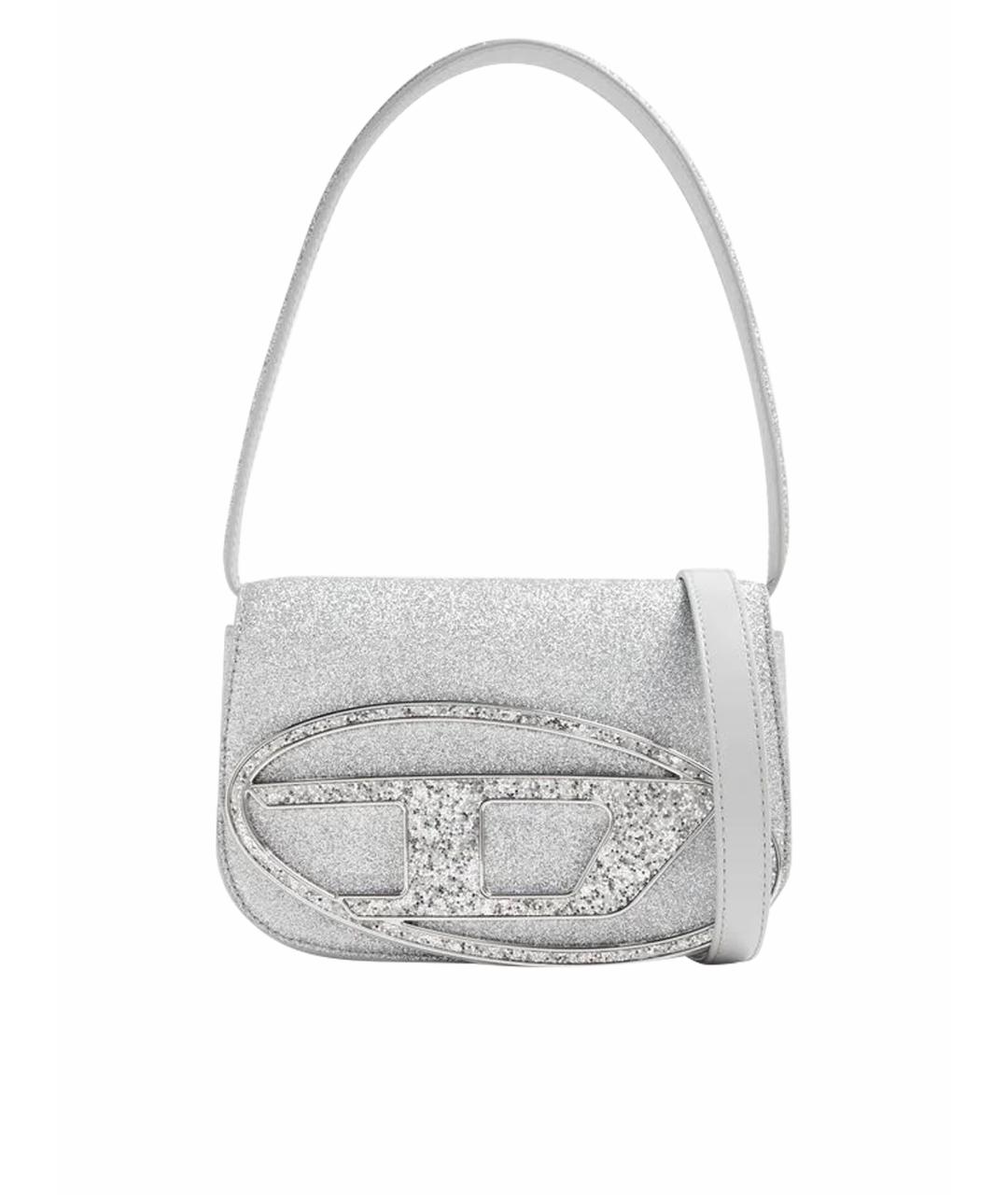 DIESEL Серебряная кожаная сумка с короткими ручками, фото 1