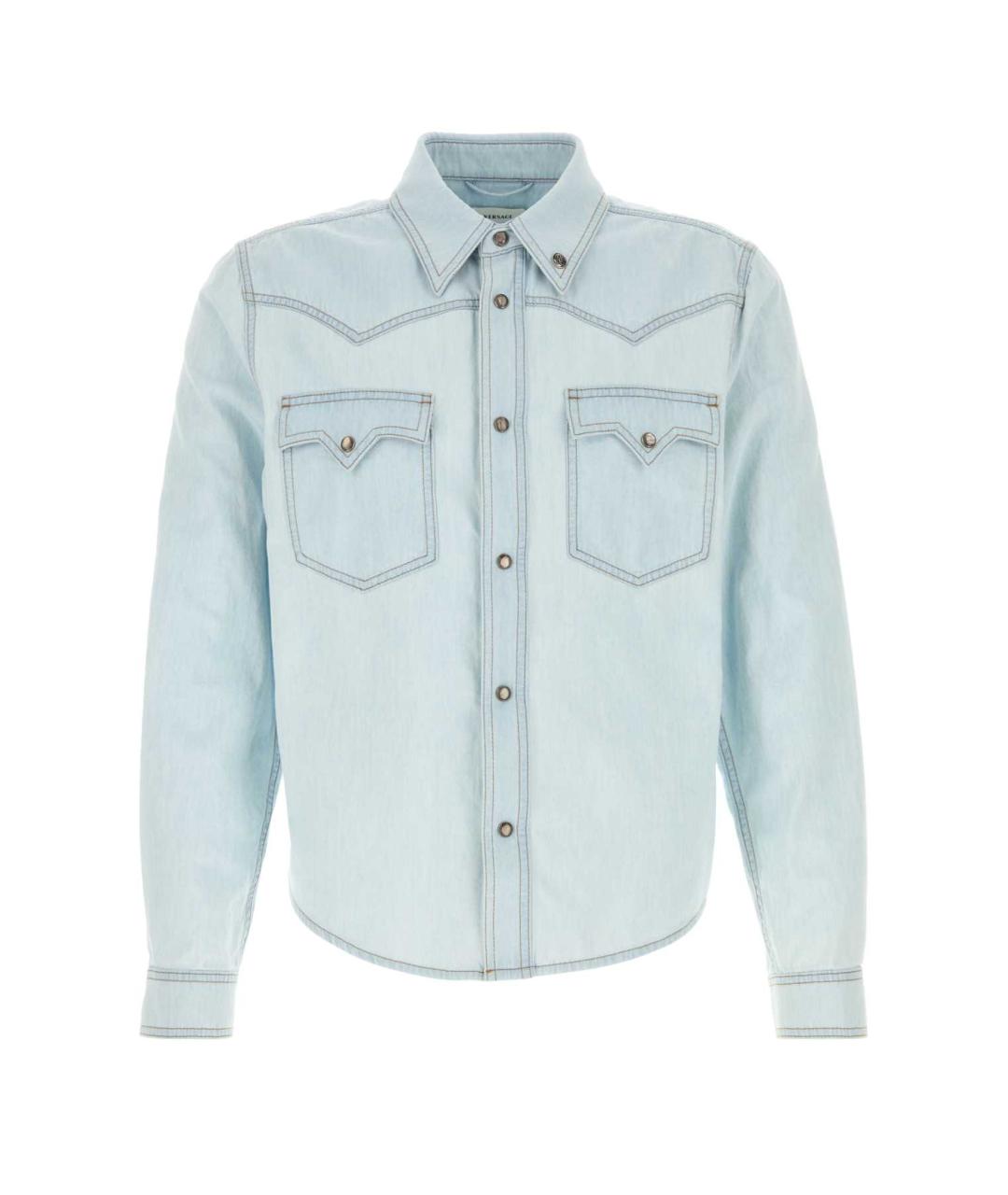 VERSACE Голубая хлопковая кэжуал рубашка, фото 1