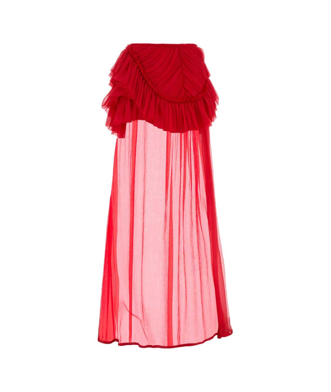 DRIES VAN NOTEN Красная шелковая юбка макси, фото 1