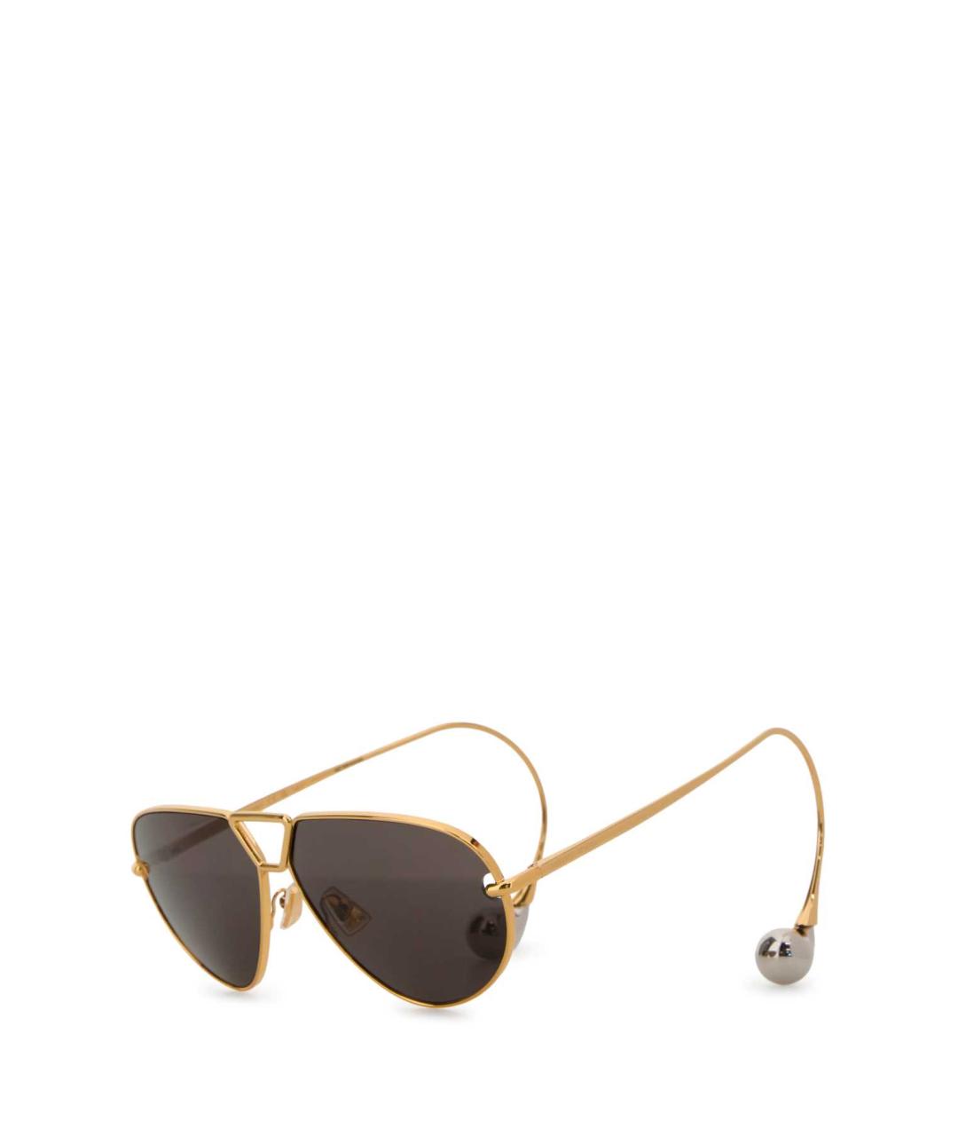 BOTTEGA VENETA Золотые металлические солнцезащитные очки, фото 1