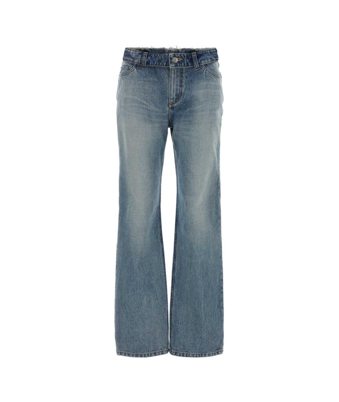 ALEXANDER MCQUEEN Синие хлопковые прямые брюки, фото 1