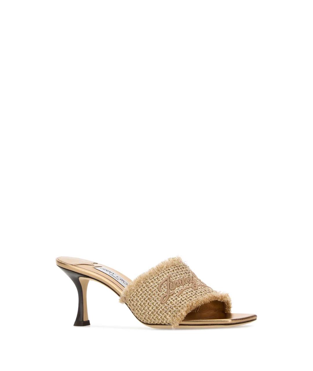 JIMMY CHOO Золотые кожаные босоножки, фото 2