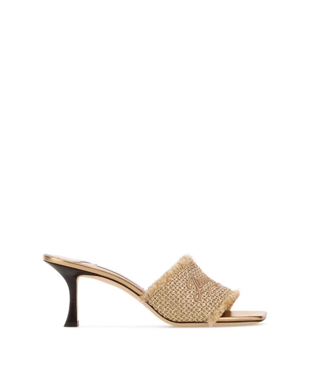 JIMMY CHOO Золотые кожаные босоножки, фото 1