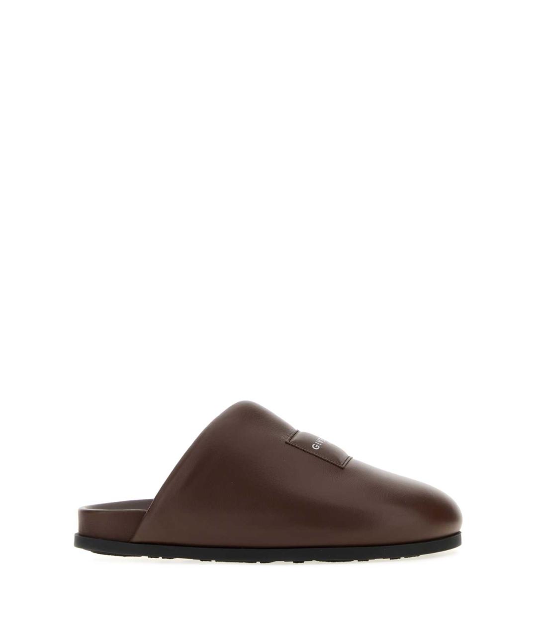 GIVENCHY Коричневые кожаные шлепанцы, фото 1
