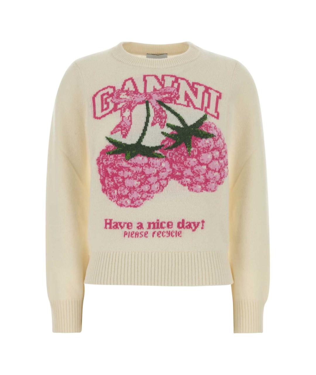 GANNI Белый шерстяной джемпер / свитер, фото 1