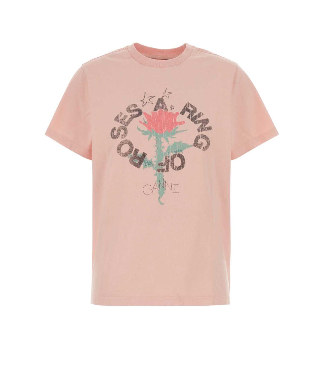 GANNI Розовая хлопковая футболка, фото 1
