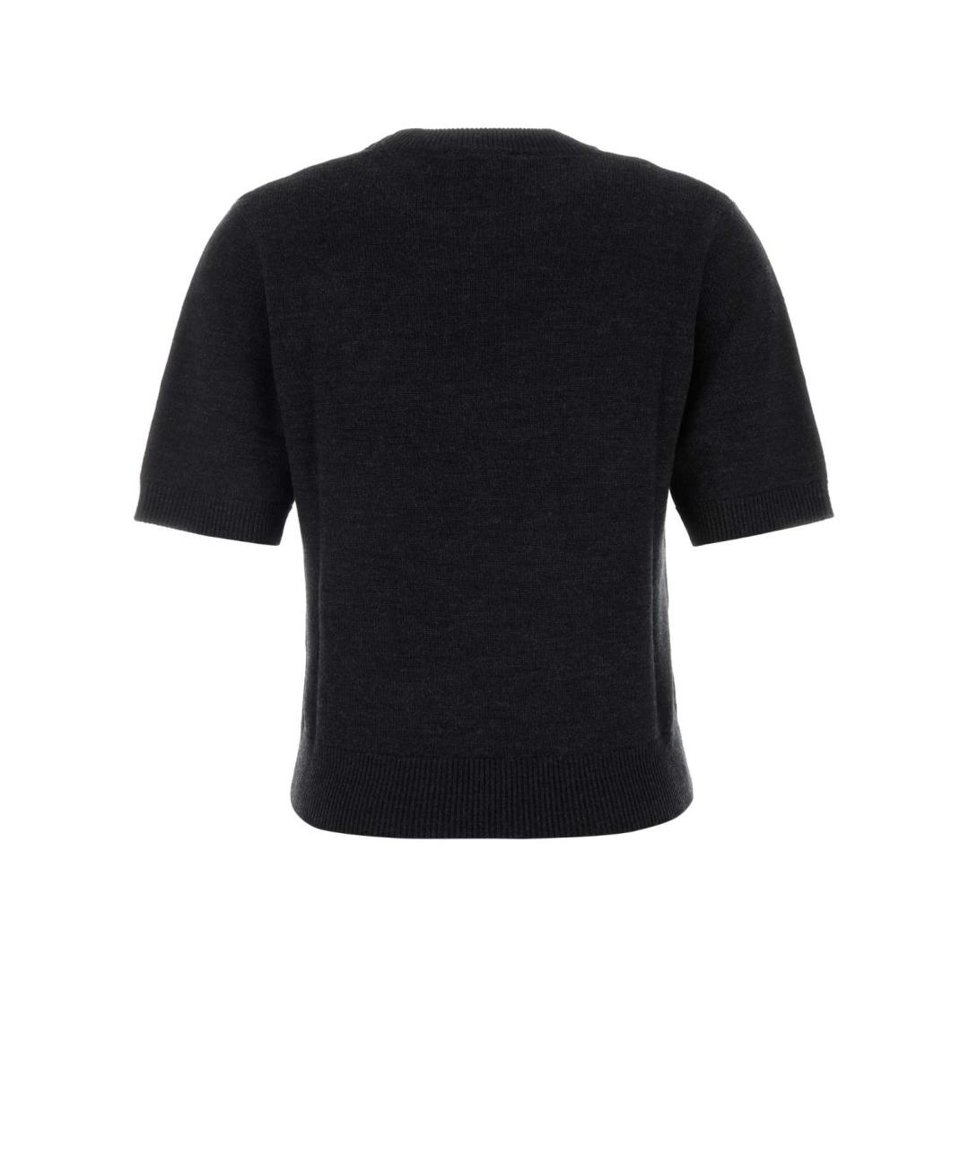 GANNI Черная шерстяная футболка, фото 2