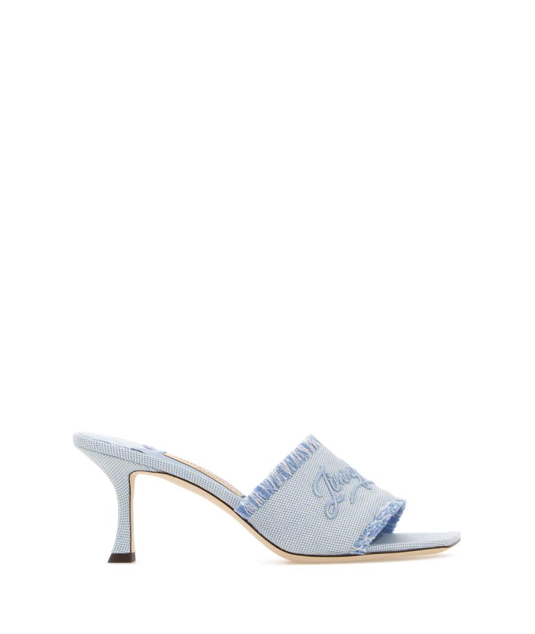 JIMMY CHOO Голубые кожаные мюли, фото 1