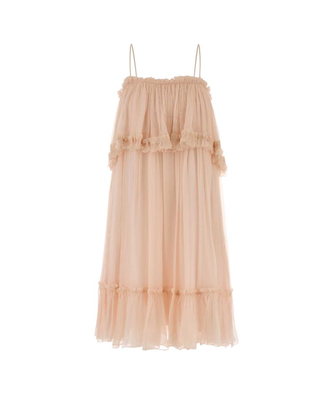 CHLOE Розовое шелковое коктейльное платье, фото 1