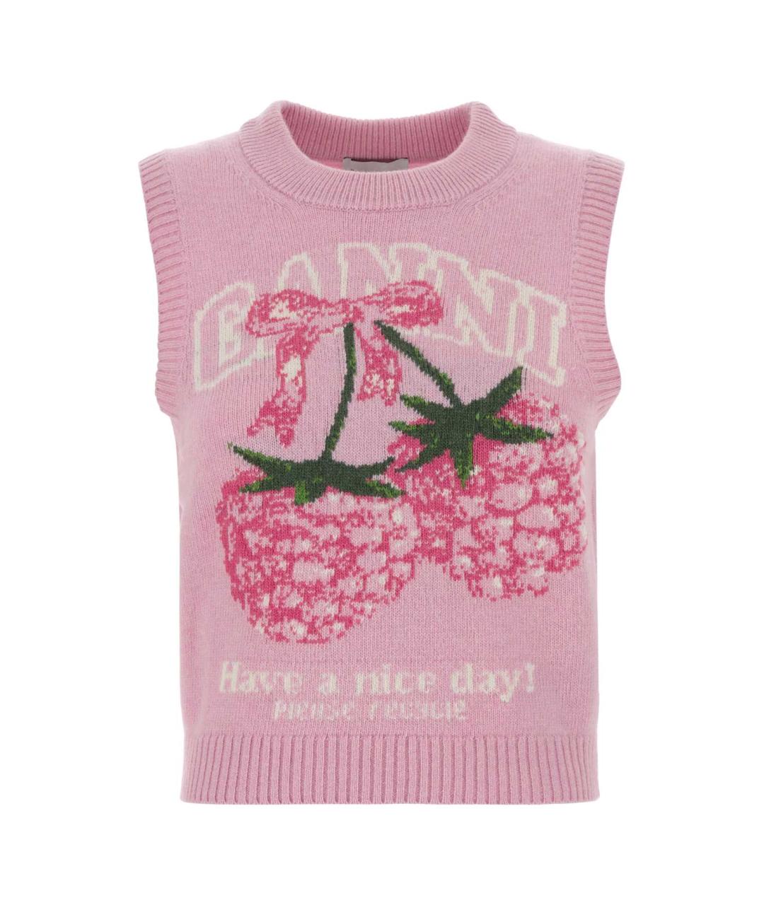 GANNI Розовый шерстяной жилет, фото 1