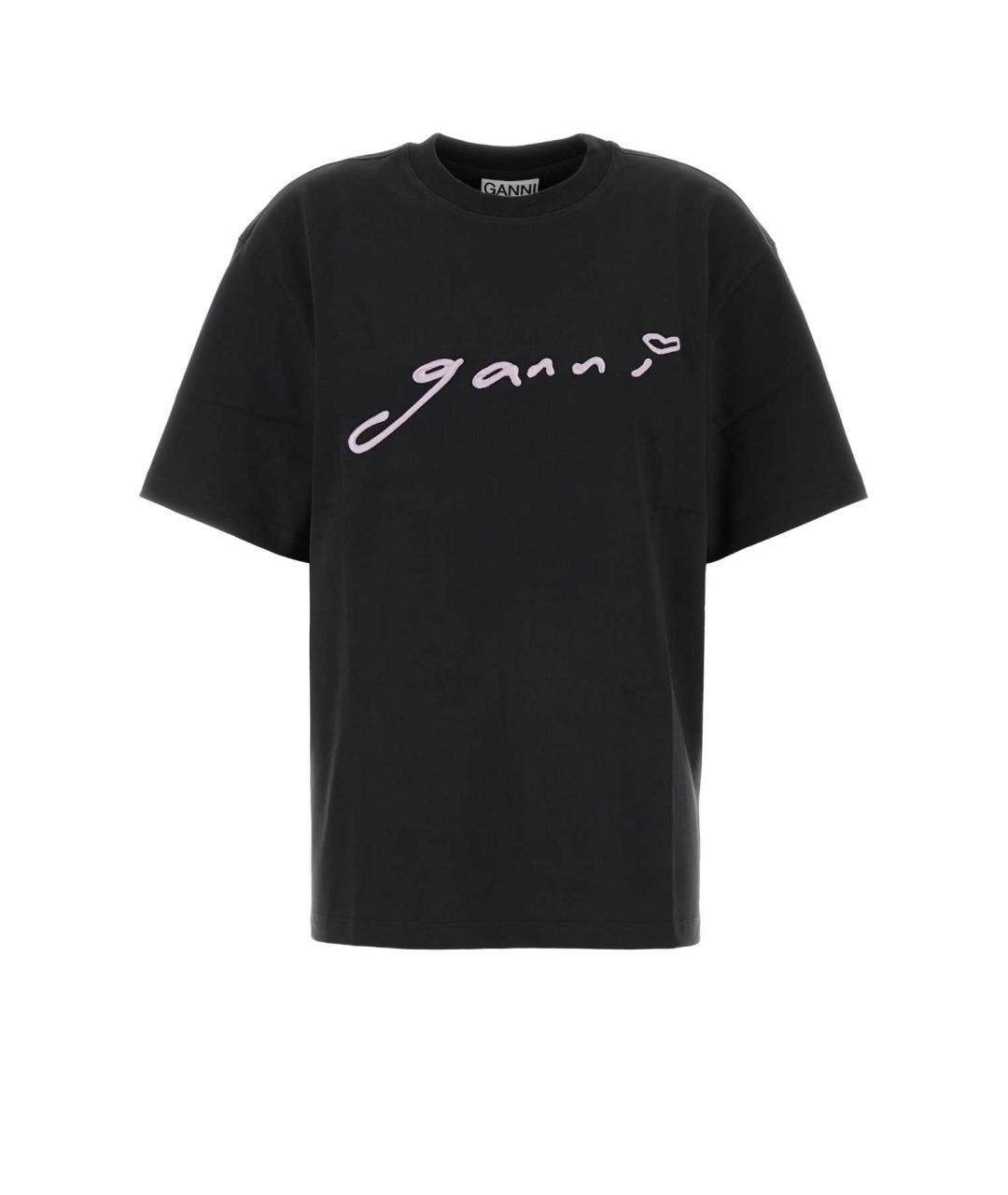 GANNI Черная хлопковая футболка, фото 1