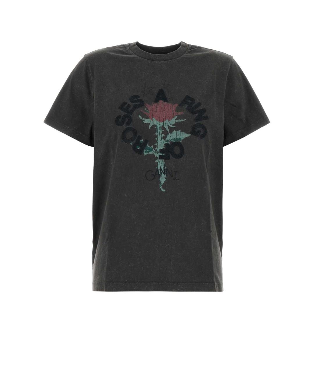 GANNI Черная хлопковая футболка, фото 1