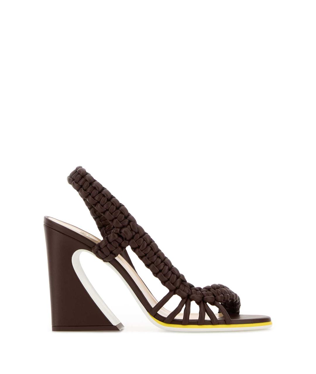 FENDI Коричневые кожаные босоножки, фото 1