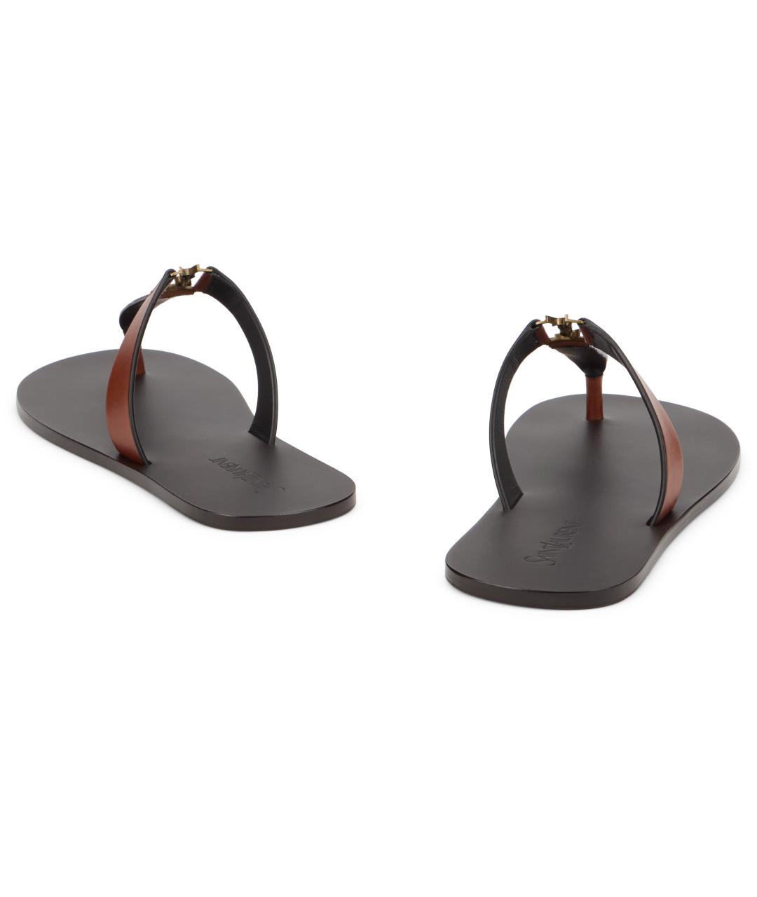 SAINT LAURENT Коричневые кожаные сандалии, фото 3