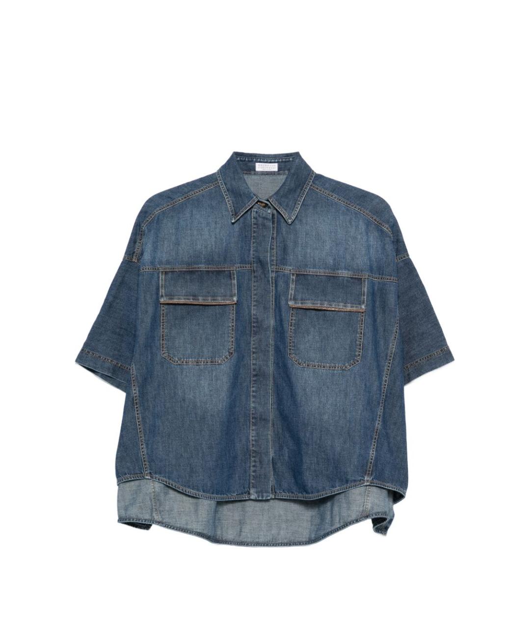 BRUNELLO CUCINELLI Синяя хлопковая рубашка, фото 1