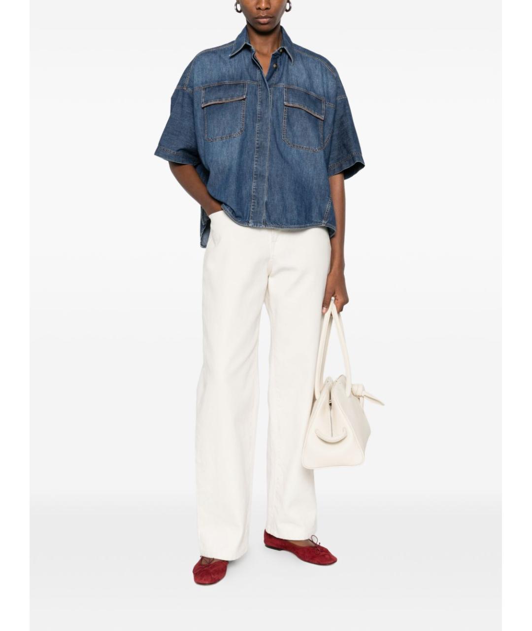 BRUNELLO CUCINELLI Синяя хлопковая рубашка, фото 3