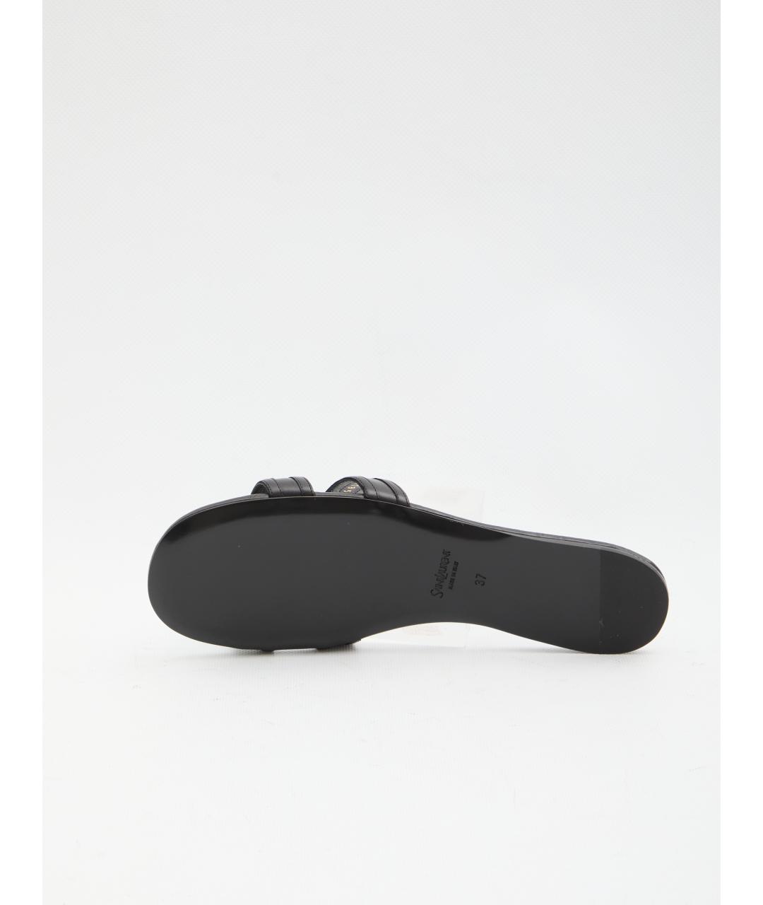 SAINT LAURENT Черные кожаные шлепанцы, фото 4
