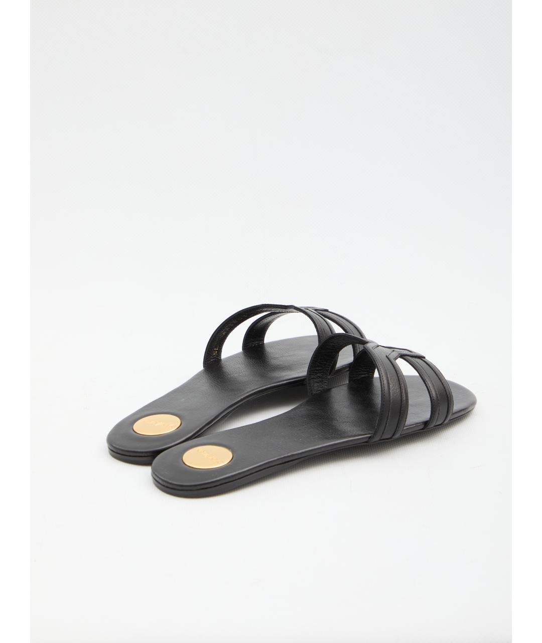 SAINT LAURENT Черные кожаные шлепанцы, фото 3