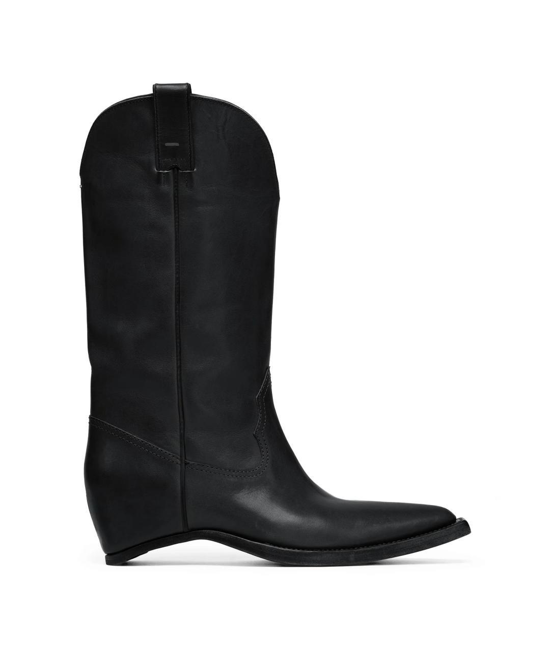 MAISON MARGIELA Черные кожаные сапоги, фото 1