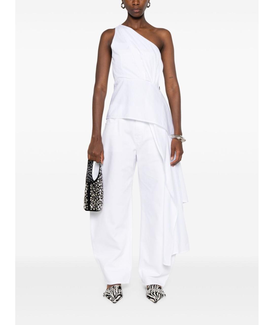 ALAIA Белые хлопковые прямые джинсы, фото 4