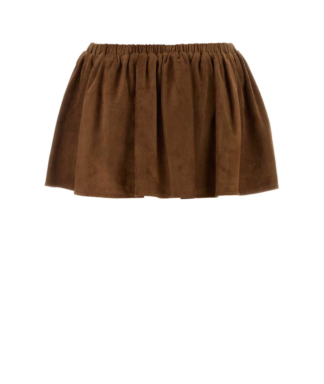 MIU MIU Коричневая замшевая юбка мини, фото 2
