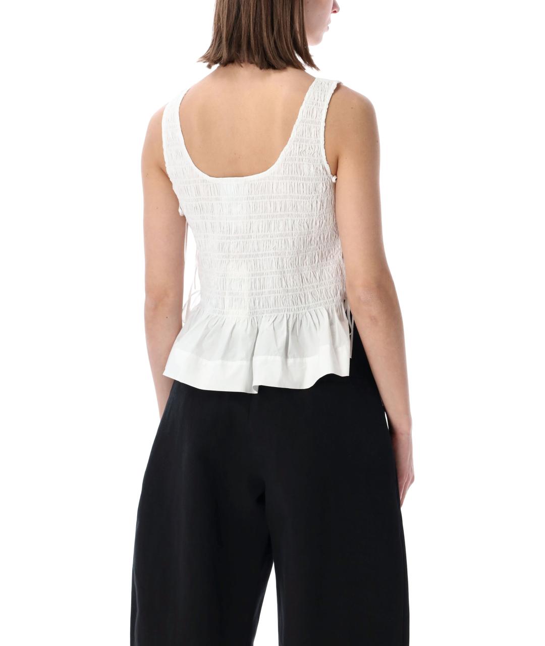 GANNI Белая хлопковая майка, фото 2